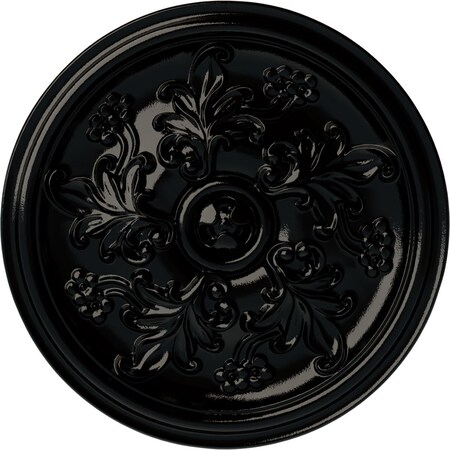 Ekena Millwork Katheryn Ceiling Medallion (Fits Canopies up to 2 1/8"), 14 1/2"OD x 2 3/4"P, Black Pearl CM14KTBPS